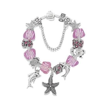 Imagem de Pulseira De Cristal Murano Azul Com Charme De Golfinho Para Mulheres, 