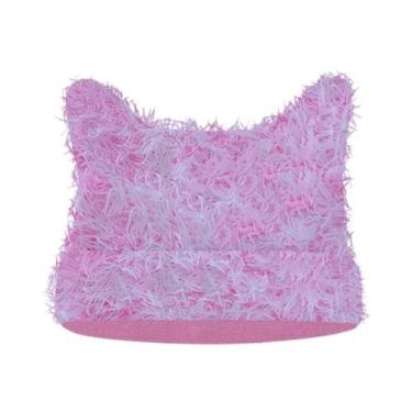 Imagem de Gorro Unissex De Inverno Estilo Hip Hop Com Orelhas De Gato Desgastada