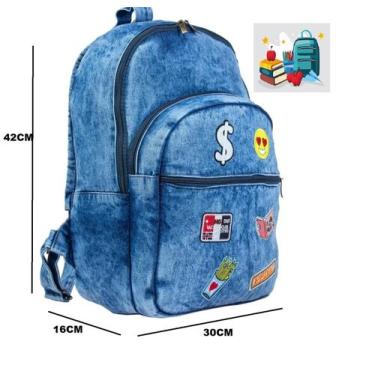 Imagem de Mochila escolar feminina jeans TW202 reforçada uso diário e trabalho -