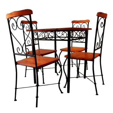 Imagem de Sala De Jantar Tampo De Madeira Mesa Com 4 Lugares Bistrô