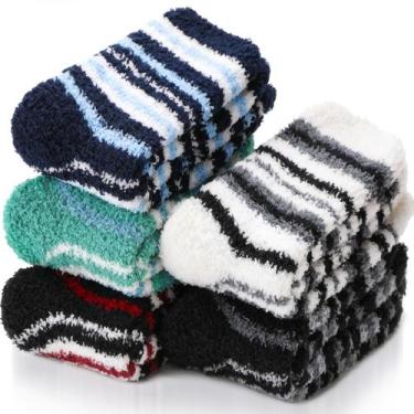 Imagem de Meias EBMORE Fuzzy Slippers, antiderrapantes, quentes, de inverno