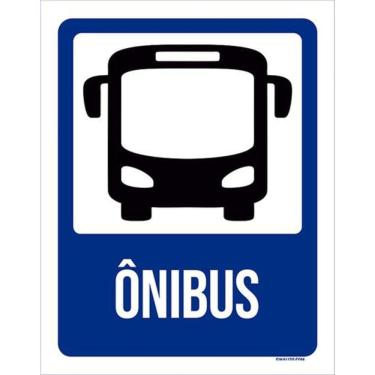 Imagem de Kit 3 Placas Azul Ônibus Ícone 36X46