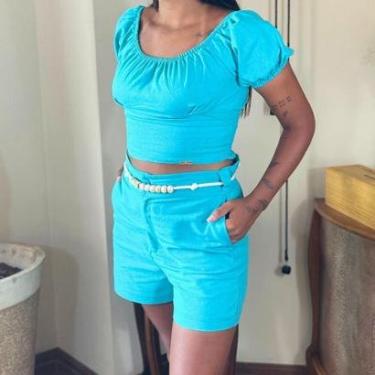 Imagem de Conjunto Feminino Shorts Com Blusinha ZRA Manga Princesa Cor:;Tamanho:P-Feminino