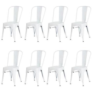Imagem de Kit 8 Cadeiras Tolix Iron Branca Aço Industrial Bar - WAW DESIGN