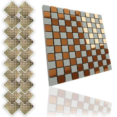 Imagem de Pastilha Autocolante De Vidro Kit 20 Uni Parede Cozinha Banheiro Decorativa Facil Aplicacao Reforma Moderna Requinte