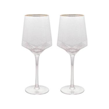 Imagem de Taça De Cristal Wolff Para Vinho 600 ml Borda Dourada Taj 2 Peças