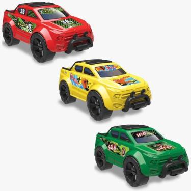 Imagem de Kit Carrinho Pick Up Force Rally + Praia Camionete + Selva Carro Roda 
