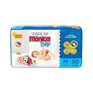Imagem de Fralda Infantil Turma da Mônica Baby M com 50 unids