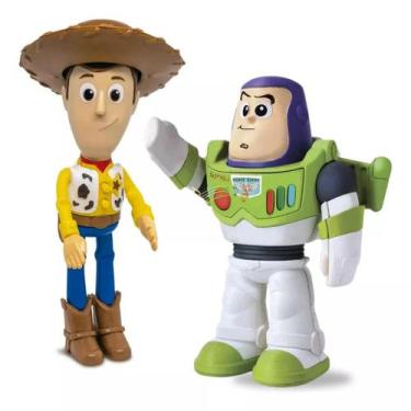 Imagem de Kit 2 Bonecos Toy Story Woody e Buzz Elka Articulados Falam Frases + R