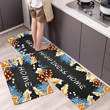 Imagem de youyoucool Conjunto de tapetes e tapetes de cozinha tapete de banho de microfibra macia absorvente treliça marroquina tapete de cozinha antiderrapante conjunto de 2 peças 40 x 61 cm + 40 x 119 cm