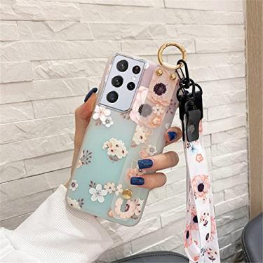 Imagem de Capa de silicone macio para samsung s20 fe s21 ultra note 20 flores pescoço cordão alça titular capa para samsung s10 note 10 plus, 6, para samsung s8 plus