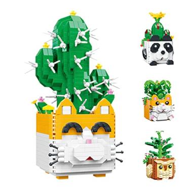 Imagem de Myweyde Micro Blocos Coleção de Plantas Bonitas Série Mini Building, Kit de Construção Suculenta Coruja/Cat/Panda/Hamster, Kit de Construção de Blocos de Flores de Cacto Criativo (753Pcs)