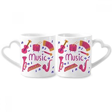 Imagem de Conjunto de canecas de porcelana para casais, instrumento musical, instrumento de música, guitarra, trombone