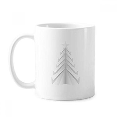 Imagem de Caneca de origami de árvore de Natal abstrata branca cerâmica xícara de porcelana de café louça