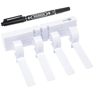 Imagem de KINGLAKE 200 peças etiquetas de árvore de plantas de plástico branco lables de jardim de berçário 2x20cm envoltório em torno de etiquetas suspensas estacas de jardim de berçário grande superfície de escrita