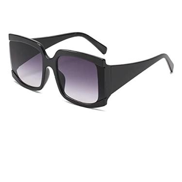 Imagem de Óculos de sol quadrado grande branco rosa para mulheres Óculos de sol de armação grande gradiente feminino Uv400 sombra, preto cinza, tamanho único