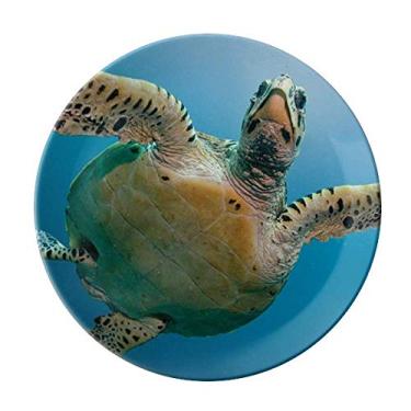 Imagem de Prato decorativo de porcelana Salver Salver de porcelana azul oceano