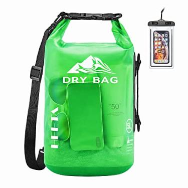 Imagem de HEETA Mochila Impermeável Unissex, 30L, Bolsa de Armazenamento à Prova d'Água, com Capa para Celular, para Viagens, Natação, Passeio, Caiaque, Acampamento e Praia, Verde