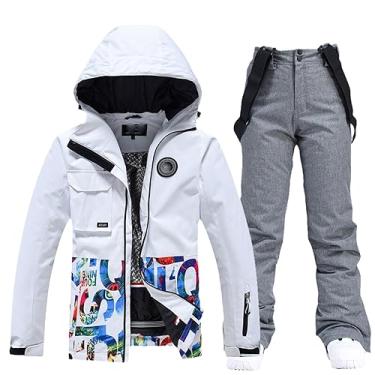 Imagem de Jaqueta e calça de esqui de inverno para mulheres, roupas de snowboard, zíper oblíquo, cor combinando com roupa de neve, roupa impermeável, Show Jacket Pant9, XXG