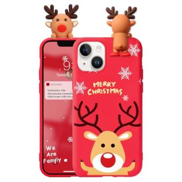 Imagem de Yoedge Capa de Natal para Apple iPhone 14 Plus [6,7 polegadas], linda capa de telefone de silicone rosa com estampa de Papai Noel, antiarranhões à prova de choque macia presentes meninas mulheres capa amortecedora, vermelha