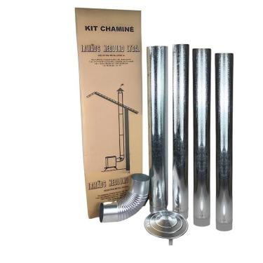 Imagem de Kit Chaminé Em Aço Galvanizado Com 4 Canos 115mm Para Casa Fogão a Lenha Lareira - N° 2 AMZ