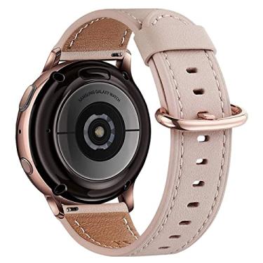 Imagem de Compatível com Samsung Galaxy Watch 5 Pro 45 mm/4 Classic 42 mm 46 mm, pulseira de couro de 20 mm compatível com Samsung Galaxy Watch 5/4 40 mm/44 mm (rosa)
