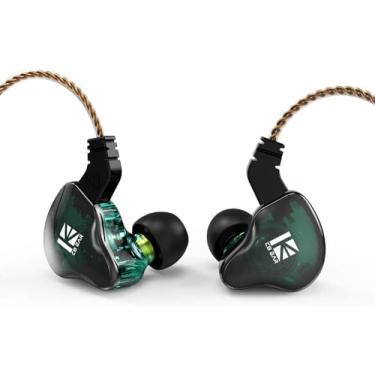 Imagem de H HIFIHEAR KBEAR KS2 in Ear Monitors, 1BA 1DD Stereo in Ear Headphones, IEM HiFi Over Ear Earbud Headset Fone de ouvido híbrido com cancelamento de ruído com cabo removível para corrida, caminhada (sem microfone, KS2 ciano)..