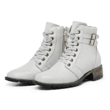 Imagem de COTURNO FEMININO CANO MÉDIO DE COURO TRATORADO BRANCO GELO-Masculino