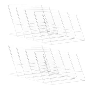 Imagem de HESIN Suporte de placa de acrílico de 5 x 3,5 acrílico loja Preço Rack para aviso, Informações, menu, folha de preço, foto ou qualquer literatura, Transparent, 10 pack