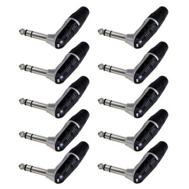 Imagem de Kit 10 Plugs P10 90 Stereo Rp3rc Rean By Neutrik