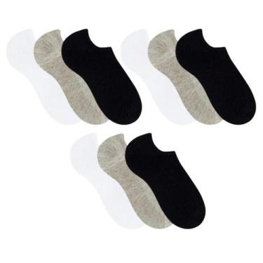 Imagem de 9 Pares De Meias Sapatilha Esportiva Sport Selene Com Punho Elástico, 