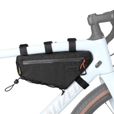 Imagem de Rhinowalk Bolsa de Bicicleta à Prova D'água, 1.2 L, Acessórios Profissionais de Ciclismo, Montagem do Quadro, Preta, Lisa, Com Alça de Teia e Zíper, Ajustável, Compatível com Bicicleta, 1.7 Litros