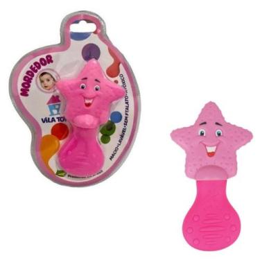 Imagem de Mordedor Bebe Macio Dentição Stress Gengiva Estrela Vila Toy, Rosa