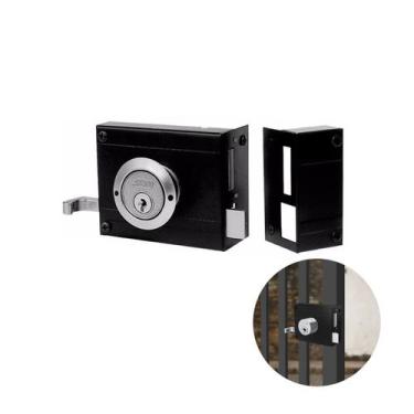 Imagem de Fechadura Em Inox Na Cor Preto Fosco de Sobrepor Para Portões E Portas