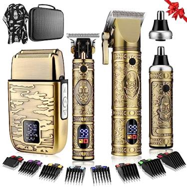 Imagem de QREEYX Máquina de Cortar Cabelo para Homem T-Blade Trimmer Nariz Aparador de Pêlos Conjunto de Barbeador Elétrico, Conjunto de Cortadores de Barbeiro de Corpo de Metal Profissional para Corte de Cabelo, Kit de Preparação Masculina com Display Lcd, Presente Ideal para Ele