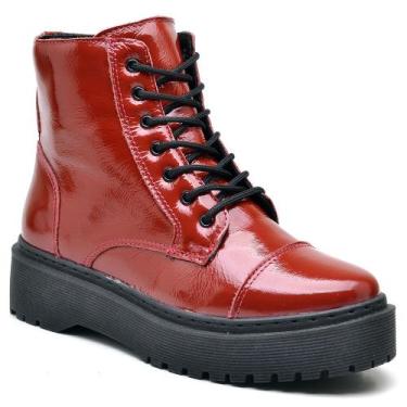 Imagem de Coturno bota estilo blogueira tratorado linda - Q&A, Vermelho, 35