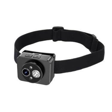 Imagem de Câmera Montada na Cabeça, Câmera de Cabeça de Ajuste de 1080P 45 ° para Gravação, Mini Câmera de Ação, Câmera de Vídeo Corporal Vestível Com Farol LED para Esportes Noturnos Ao