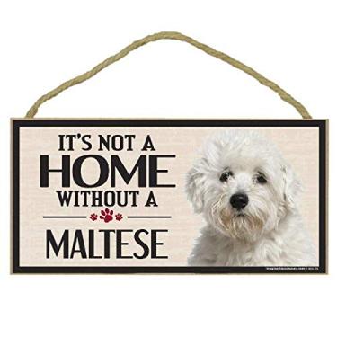 Imagem de Imagine This Placa de madeira para raças de cachorro maltês