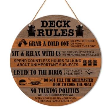 Imagem de Muktoujaumai Decoração Engraçada de Placa de Deck, Decoração de Placa Redonda para Pendurar Em Deck, Decoração de Parede de Pátio, Placa de Madeira para Sala de Estar Ao Ar Livre para Varanda, Quintal