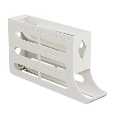 Imagem de Space-Saving Egg Rack Fridge Egg Storage Box Four Tiers Automatic Rolling Large Capacity Space-Saving 30 Egg Organizer Refrigerator Side Door Egg Dispenser Egg Holder Grey/400(White)