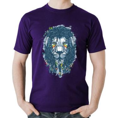 Imagem de Camiseta Algodão Leão Reggae - Foca na Moda, Roxo, GGG