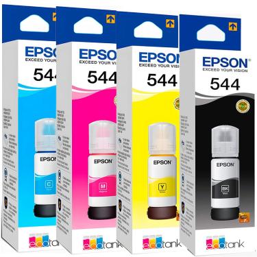 Imagem de Kit Refil de Tinta 4 Cores Epson 544-Preto/Amarelo/Cyan/Magenta- Original Para L3110/L3150/L3250 (Caixa Com 4 Cores)