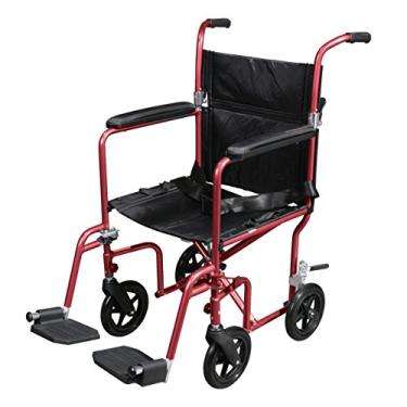 Imagem de Cadeira de rodas leve e leve com rodas removíveis, Vermelho, Universal