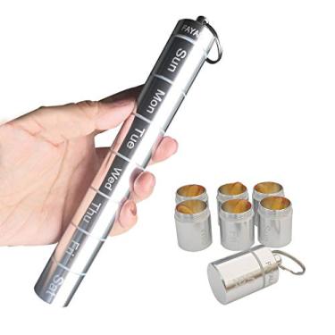 Imagem de FAYALA Dispersor de pílulas, impermeável, 7 dias, porta-comprimidos para viagem, porta-comprimidos portátil, organizador de comprimidos hermético diário (prata