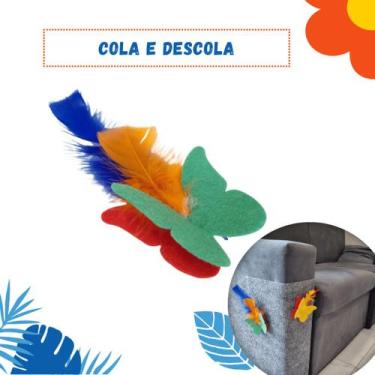 Imagem de Brinquedo para Arranhador Adesivo  Acessório Interativo com Penas para