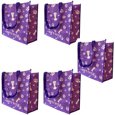 Imagem de Bolsa Ecologica Ecobag Kit 5 Uni Sacola Ombro Reutilizavel Compras Mercado Economia