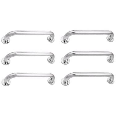 Imagem de Alça De Apoio 30cm Barra Inox Kit 6 Unidades Idoso Cadeirante Deficiente Banheiro Corrimao Segurança