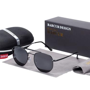 Imagem de Óculos De Sol Hexágonal Barcur Polarizados Com Proteção Uv 400 8550 Preto