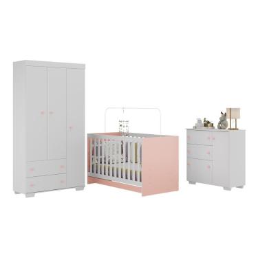 Imagem de Quarto Infantil Completo Algodão Doce Multimóveis Mp4252 Branco/rosa