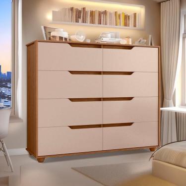 Imagem de Cômoda Dinny Shop Jm 8 Gavetas em MDF com Puxador Cava Fendi para Quarto Estilo Moderno
